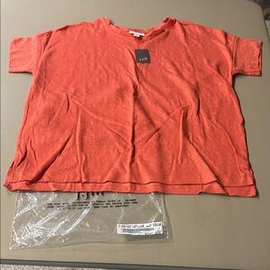J. Jill Women's Orange Papaya Short Sleeve Crew Neck Linen Knit Tee NWT Size XS